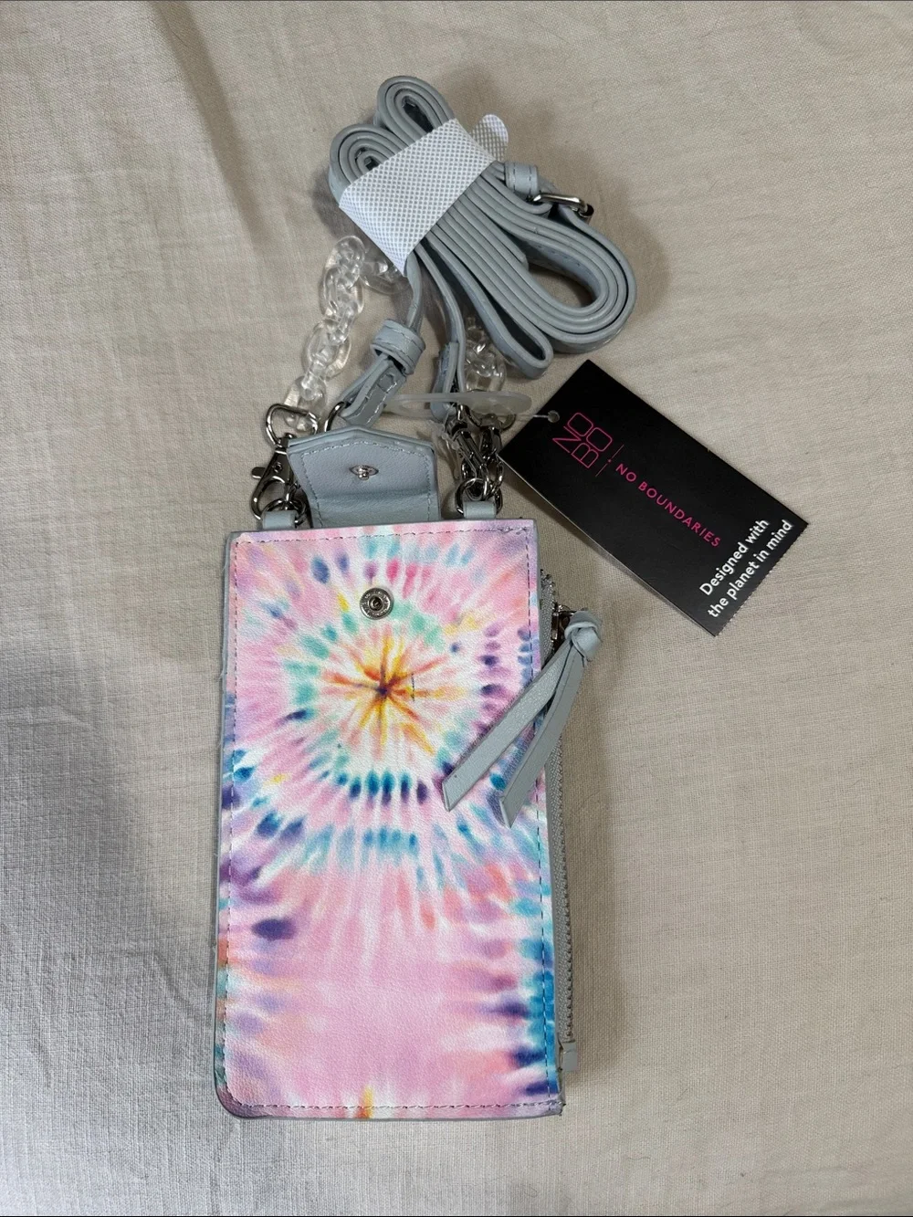 No Boundaries Light Gray Clear Front Crossbody Phone Case with Strap